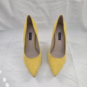 Nine West Yellow Suede Pointed-Toe Pumps